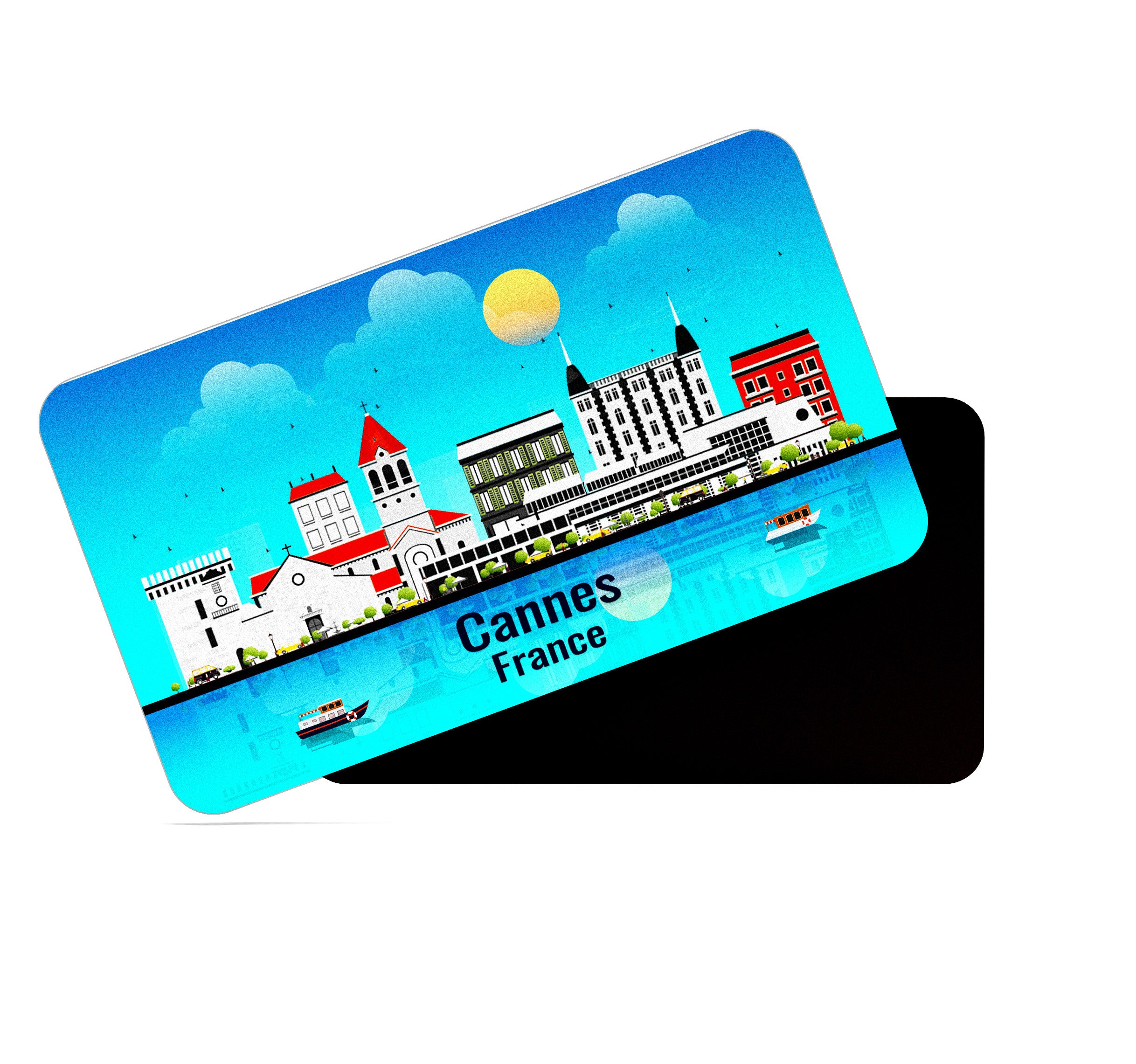 dhcrafts Rectangular Fridge Magnet Blue France Cannes Design Pack of 1 (8.6cm x 5.4cm)
